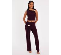 Quiz Purple Sash Detail Flared Trousers Purple 14