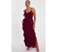 Red Petite Chiffon Ruffle Midaxi Dress Quiz Red 6