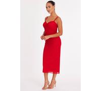 Quiz Women's Red Petite Glitter Mesh Midaxi Dress | Size: 8 Quiz Red 8