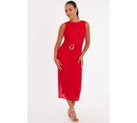 Quiz Women's Red Petite Mesh Buckle Midaxi Dress | Size: 8 Quiz Red 8