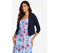 Quiz Shawl Collar Crop Jacket In Blue Blue 10