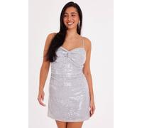 Quiz Silver Sequin Knot Front Mini Dress Silver 12