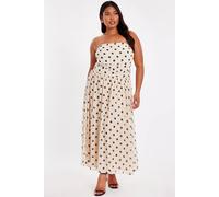 Quiz Stone Curve Chiffon Polka Dot Midi Dress Stone 20