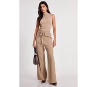 Quiz Stone Knit Beaded Trousers Stone L