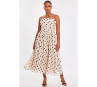 Quiz Stone Petite Chiffon Polka Dot Midi Dress Stone 20