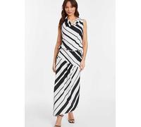 Quiz Striped Black & Cream Maxi Skirt Black