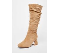 Quiz Taupe Wide Fit Faux Suede Heeled Boots Taupe 8