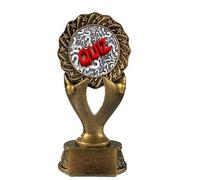 Quiz Trophy Award 160mm Antique Gold Coloured Resin Pub Quiz Free Engraving -RFH006-CL-grey-red