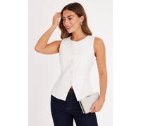 Quiz White Diamante Tailored Waistcoat White 8