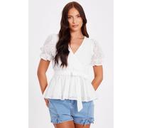 Quiz White Embroidered Peplum Top White 8