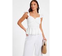 Quiz White Embroidered Peplum Top White 8