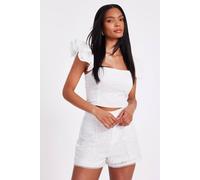 Quiz White Embroidered Shorts White 6