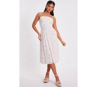 Quiz White Petite Floral Print Midi Dress White 6