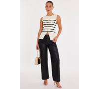 Quiz Women's White Striped Sleeveless Cardigan | Size: Large Quiz White L