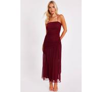 Quiz Wine Drop Waist Midaxi Dress Wine 6