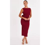 Quiz Women's Wine Petite Bow Back Midaxi Dress | Size: 8 Quiz Wine 8