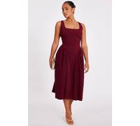 Quiz Wine Petite Ruched Side Midaxi Dress Wine 12