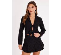 Quiz Women's Black Bow Detail Cropped Blazer | Size: 8 Quiz Black 8