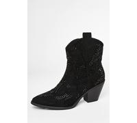 Quiz Women's Black Diamante Western Ankle Boots | Size: 6 Quiz Black 6