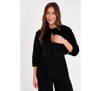 Quiz Women's Black Faux Fur Cropped Cover Up | Size: Medium Quiz Black M