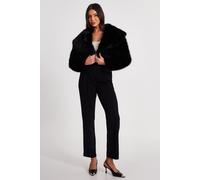 Quiz Women's Black Faux Fur Cropped Jacket | Size: 12 Quiz Black 12