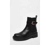 Quiz Women's Black Faux Leather Chunky Buckle Boots | Size: 4 Quiz Black 4