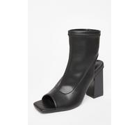 Quiz Women's Black Faux Leather Peep Toe Boots | Size: 6 Quiz Black 6