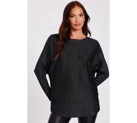 Quiz Women's Black Glitter Batwing Jumper | Size: Medium Quiz Black M