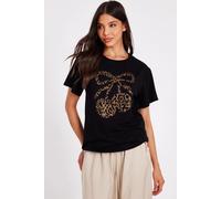 Quiz Women's Black Leopard Print Cherry Top | Size: Small Quiz Black S