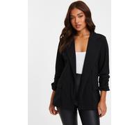 Quiz Women's Black Petite Ruched Sleeve Blazer | Size: 20 Quiz Black 20