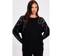 Quiz Women's Black Stud Sleeve Batwing Jumper | Size: Medium Quiz Black M