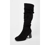 Quiz Women's Black Wide Fit Faux Suede Heeled Boots | Size: 4 Quiz Black 4