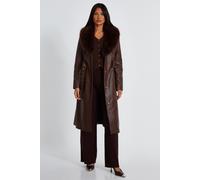 Quiz Women's Brown Faux Leather Trench Coat | Size: 6 Quiz Brown 6