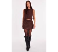 Quiz Women's Brown Faux Suede Skort | Size: 4 Quiz Brown 4
