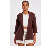 Quiz Women's Brown Petite Ruched Sleeve Blazer | Size: 8 Quiz Brown 8