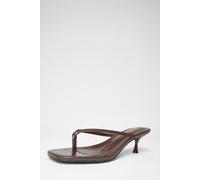 Quiz Women's Brown Wide Fit Croc Toe Post Heels | Size: 3 Quiz Brown 3