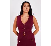 Quiz Women's Burgundy Knitted Waistcoat | Size: Medium Quiz Burgundy M