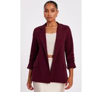 Quiz Women's Burgundy Petite Ruched Sleeve Blazer | Size: 6 Quiz Burgundy 6