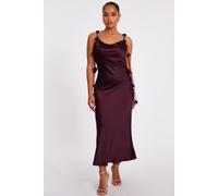 Quiz Women's Burgundy Petite Satin Midaxi Dress | Size: 14 Quiz Burgundy 14