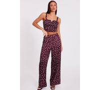 Quiz Women's Burgundy Polka Dot Trousers | Size: 16 Quiz Burgundy 16