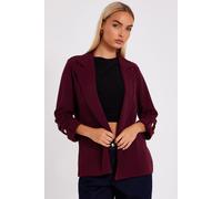 Quiz Women's Burgundy Ruched Sleeve Blazer | Size: 16 Quiz Burgundy 16