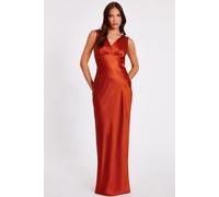 Quiz Women's Burnt Orange Satin Cowl Back Maxi Dress | Size: 6 Quiz Burnt Orange 6