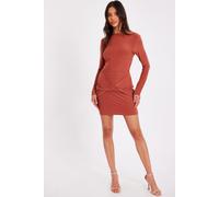 Quiz Women's Burnt Orange Twist Front Mini Dress | Size: 8 Quiz Burnt Orange 8