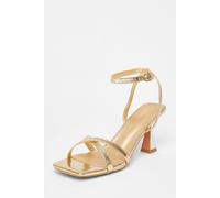 Quiz Women's Gold Cross Strap Flared Heels | Size: 6 Quiz Gold 6
