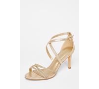 Quiz Women's Gold Shimmer Cross Strap Heels | Size: 7 Quiz Gold 7