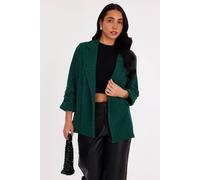 Quiz Women's Green Glitter Ruched Sleeve Blazer | Size: 12 Quiz Green 12