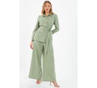 Quiz Women's Green Linen Wide Leg Trousers | Size: 12 Quiz Green 12