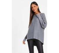 Quiz Women's Grey Button Sleeve Jumper | Size: XL Quiz Grey XL