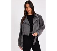 Quiz Women's Grey Denim Biker Jacket | Size: 8 Quiz Grey 8