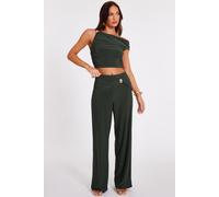 Quiz Women's Khaki Buckle Wide Leg Trousers | Size: 4 Quiz Khaki 4